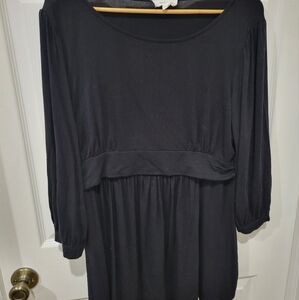 Seraphine Black Bishop Sleeve Crew Neck Dress